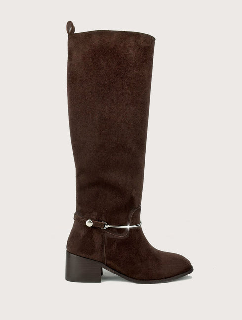 Massi Kahverengi Süet Metal Aksesuarlı BİNİCİ Çizme